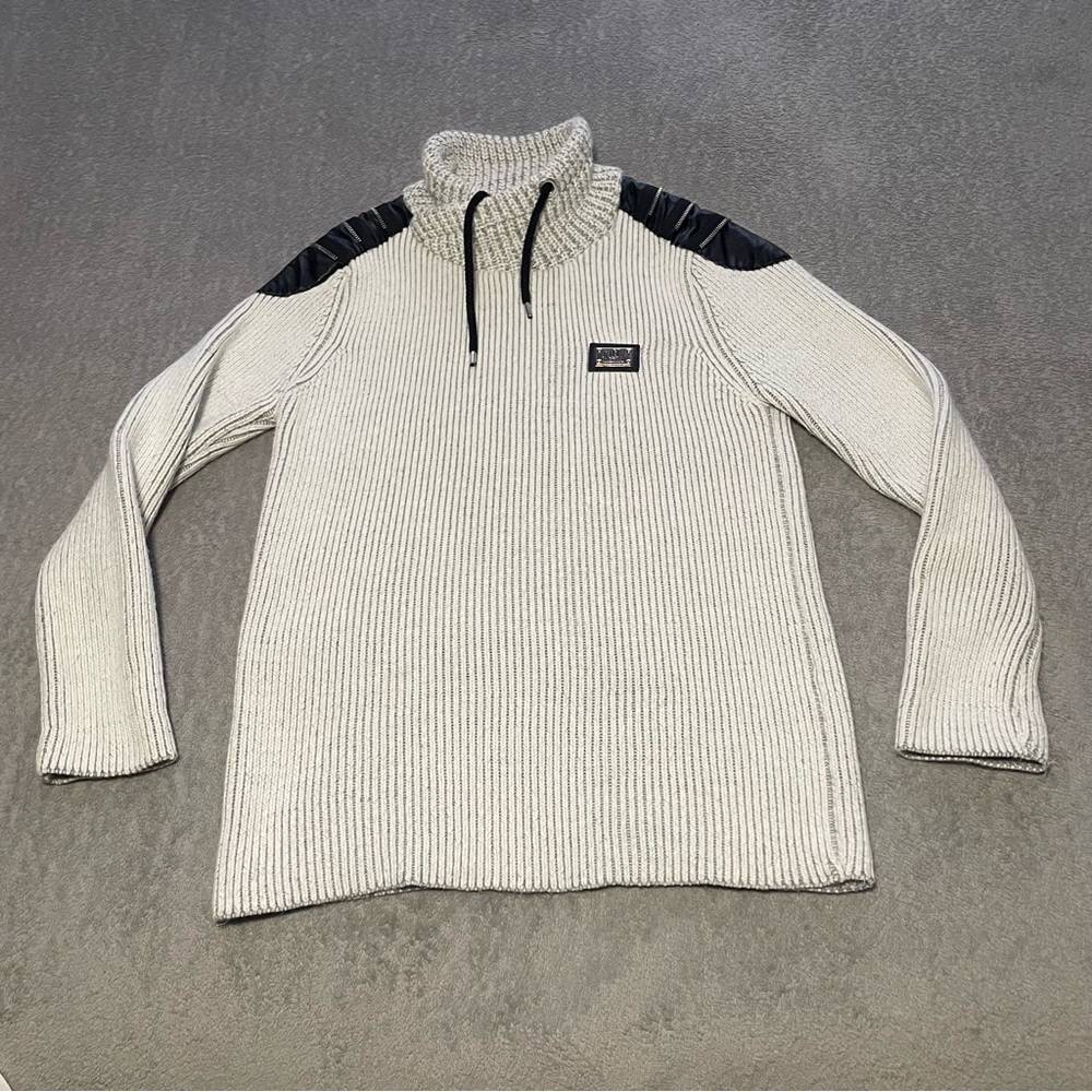 Leif Nelson knit slim fit pullover size XL light grey and black